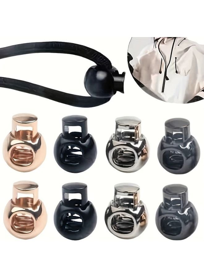 Silvery Metal Spring Buckle Set 6pcs Adjustable Shoelace Cord Fasteners - Image 1